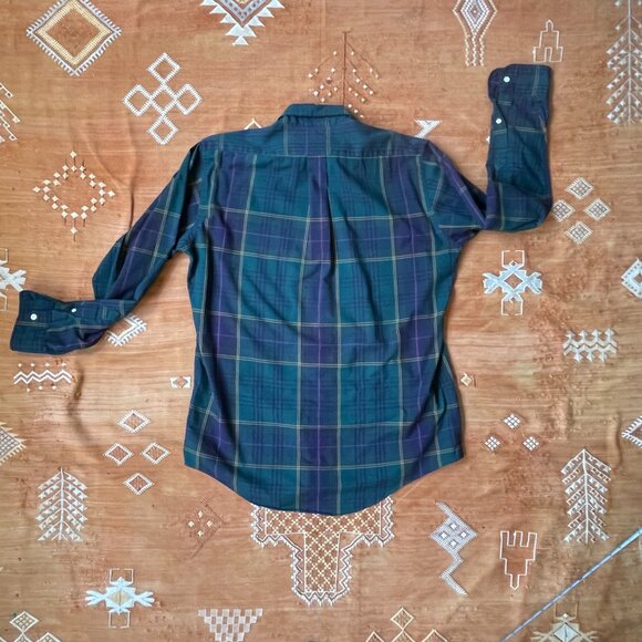 Vintage Ralph Lauren Chaps Plaid Button-Down Shirt – Size XL | Forest Green & Pu - Picture 5 of 5